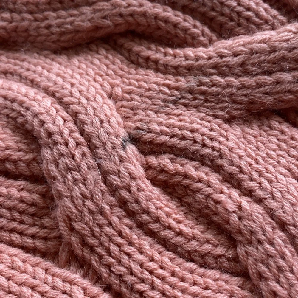 COS Wool Cable Knit Jumper Chunky Mock Neck Pink Thick Fall‎ Winter